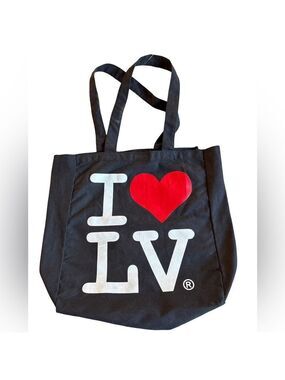 (3 for $12 item) Canvas Tote Bag with Red Heart Design I Love Las Vegas